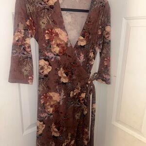 Floral Wrap Midi Dress